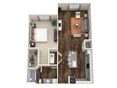A3 Floorplan - one bed one bath